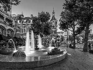 Amsterdam, Netherlands, buildings, Town, fountain
