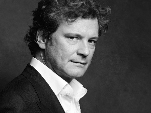 Colin Firth, a man, Black and white, actor