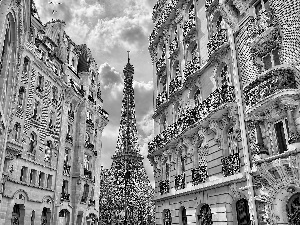 Paris, Eiffla Tower, apartment house, France