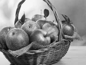 apples, basket, red