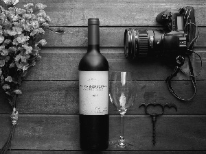 glass, bouquet, Flowers, Camera, Wine, composition, Artificial, boarding, spin, Bottle