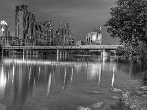Austin, Teksas, bridge, Houses, River