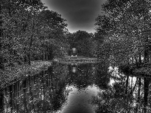 lake, viewes, autumn, trees