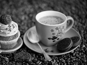 Autumn, leaf, coffee, Cookies, cup