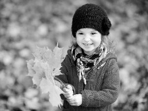 autumn, girl, Leaf