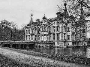 palace, Way, autumn, bridge