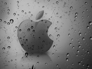 background, dew, Apple, green ones, logo