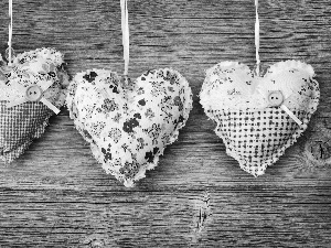 fabric, wood, background, hearts