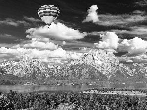 Balloon, Mountains, lake