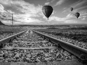 ##, sea, Balloons, railway