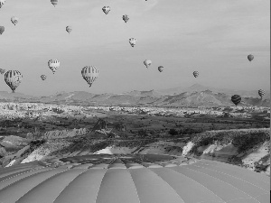 Mountains, Balloon, Balloons, flight