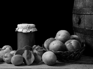 peaches, Jam, barrel, apricots