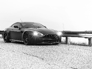 Black, Way, barriers, Aston Martin