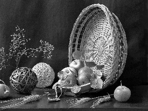 composition, Ears, basket, apples