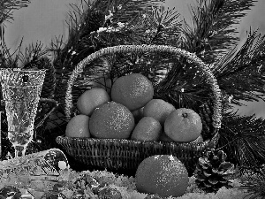 composition, Fruits, twig, Champagne, New Year