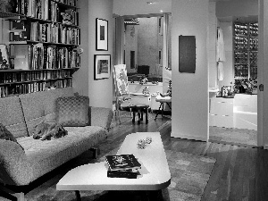 sofa, Books, Room, table