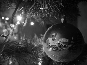 bauble, lighting, composition, christmas tree, Christmas