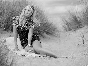 Beaches, Dunes, Blonde, sea, Women