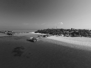 Ocean, an, Island, piles, Houses, Beaches, Maldives