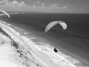 Beaches, Paragliders, sea