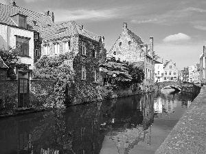 Houses, Bruges, Belgium, canal