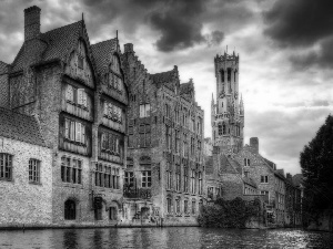 Houses, Bruges, Belgium, canal