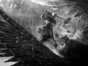 The Witcher 3 Wild Hunt, game, Bird, Fight, Geralt of Rivia, The Witcher 3 Wild Hunt