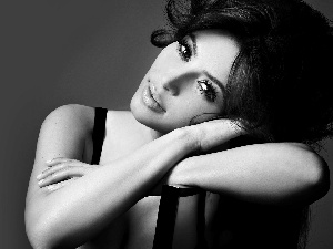 Women, Black and white, brunette, Kim Kardashian