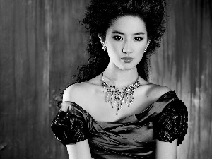 actress, black, dress, Liu Yifei
