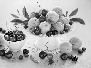 blackberries, composition, cherries, blueberries, peaches