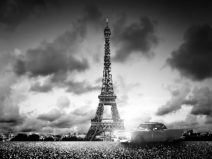 Paris, Automobile, blue, Eiffla Tower