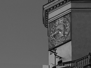 blue, Sky, Golden, Tips, Clock