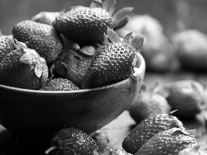 blur, bowl, strawberries