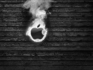 Apple, Flames, boarding, logo