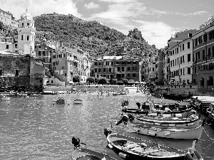 Italy, canal, Boats, Vernazza