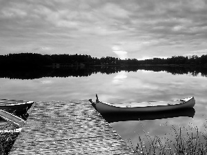 lake, sun, boats, west