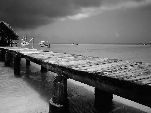 boats, sea, pier