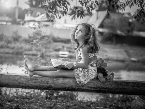 Book, girl, teddybear