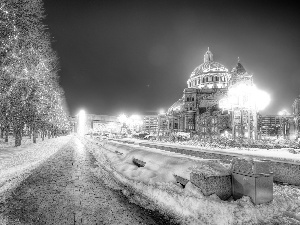 light, City at Night, Boston, winter, The United States