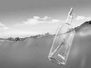 Bottle, Sky, sea