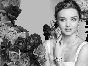 make-up, Women, flowers, Miranda Kerr, bouquet, jewellery