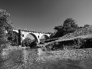 bows, River, bridge