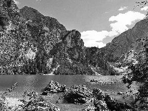 Italy, Mountains, Pragser Wildsee Lake