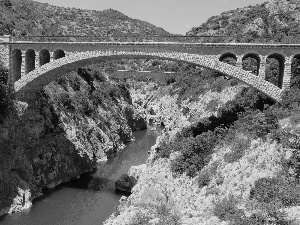 bridge, River, canyon