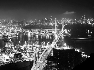 bridge, Hong Kong, night