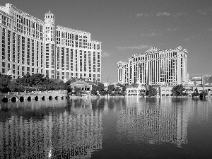 bridge, water, town, Hotels, panorama