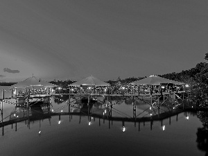 lighting, lake, Sunshade, bridges, Restaurant