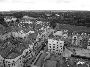 panorama, Poland, buildings, bridge, town, Glogow