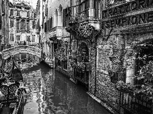 buildings, Gondolas, canal, bridges, Venice