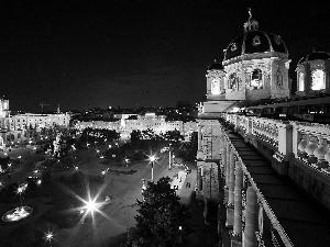 Vienna, illuminated, buildings, night